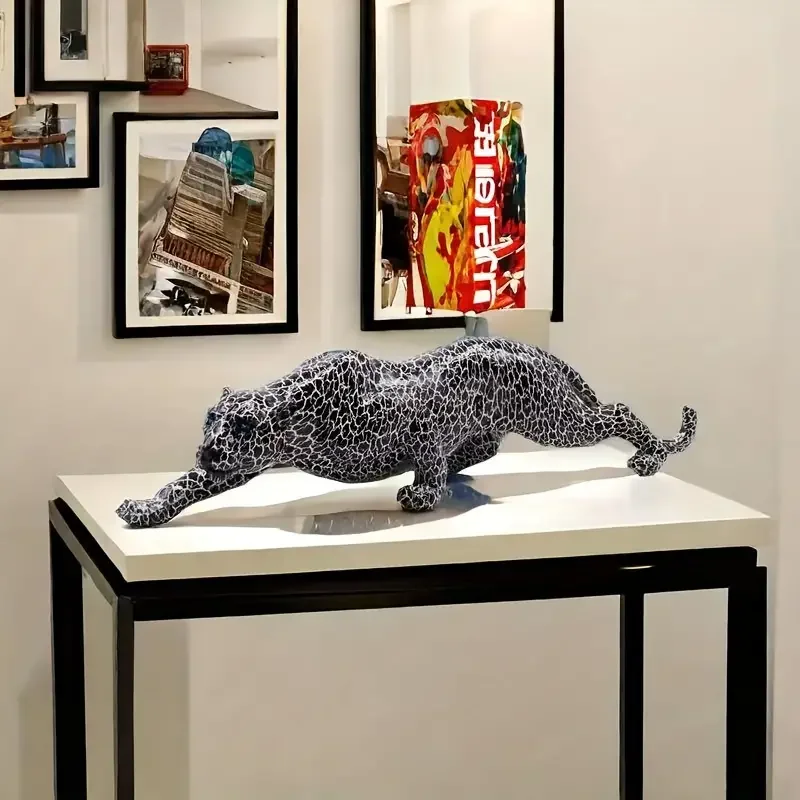 Resin Cheetah Modern Creative Leopard Decorative Sculpture Panther Statue Home Bar Living Room Study Room Decor Gift view 5