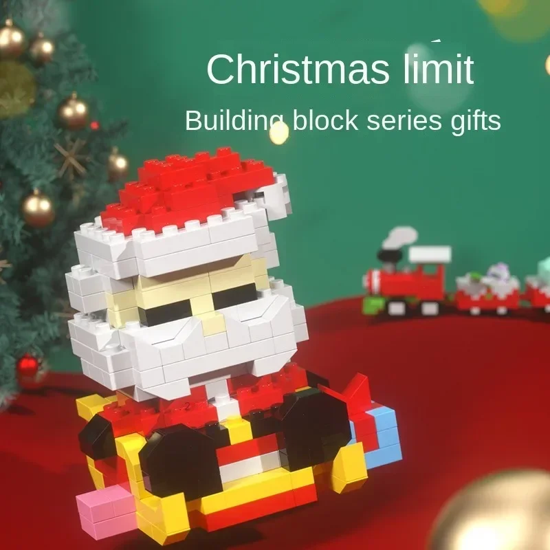 6Pcs /set Christmas Building Block Gift Brick with Led Santa Claus Deer Eve Puzzle Assembling Bricks Table Decoration Kids Gifts