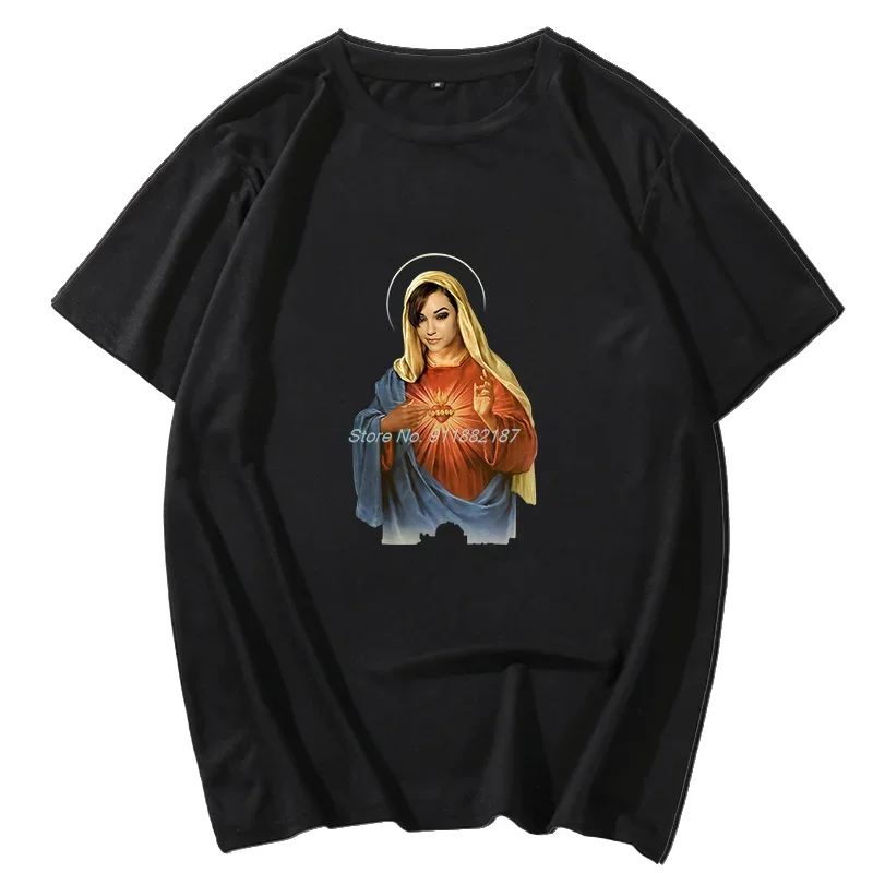 Sasha Grey Holy Mother Mary Ironic Funny Harajuku Graphiicc T Shirts O-neck Short Sleeve t-shirts Summer Streetwear Mens Clothes
