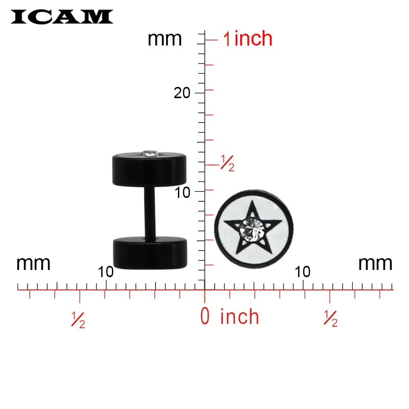 ICAM Punk Style Medical Titanium Stainless Steel Earrings Women Men\'s Barbell Dumbbell Punk Gothic Stud Piercing Earring For Men