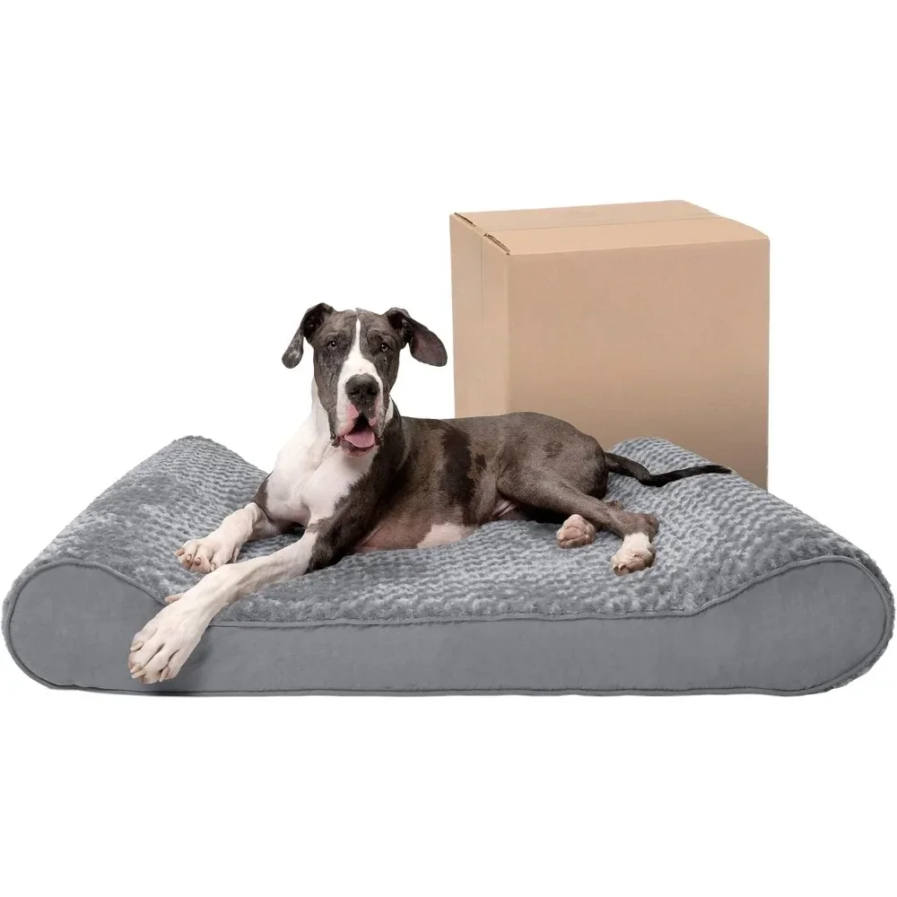 Dog Bed, Removable Washable Cover, Ultra Plush Faux Fur & Suede Luxe Lounger Contour Mattress, Orthopedic Extra Large Dog Bed