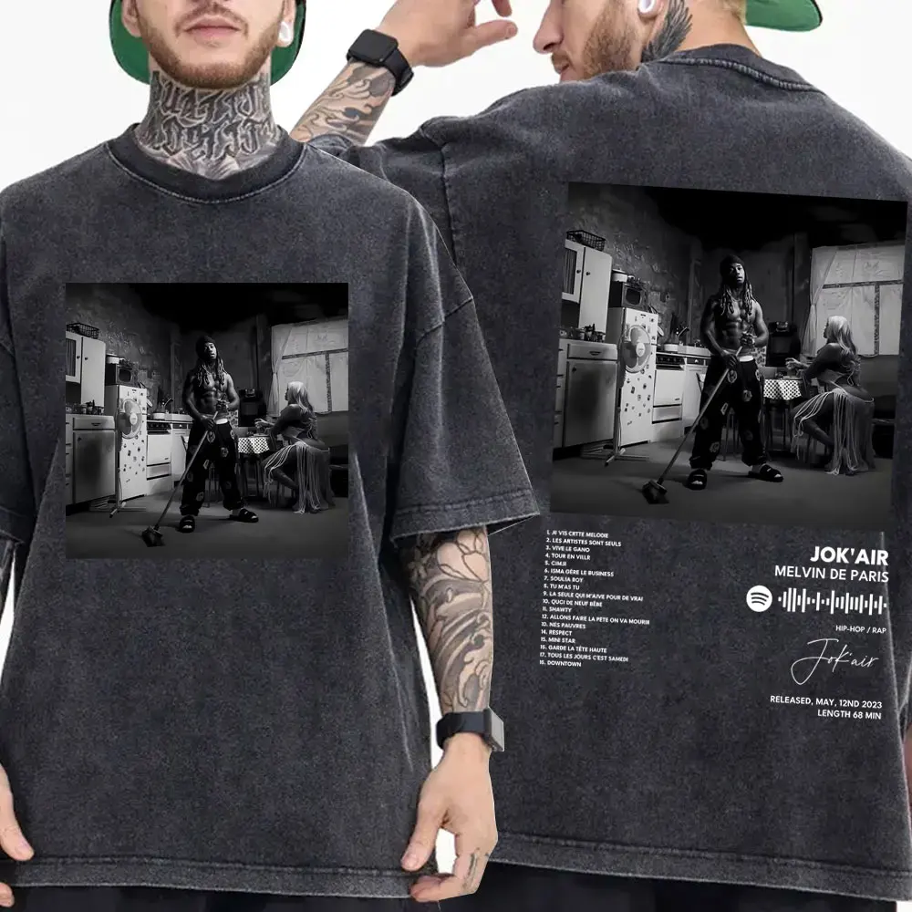 

Washed Vintage Rapper Jokair Album Merch T-shirts Men Women Clothing Hip Hop Oversized T Shirts Fashion Short Sleeve Streetwear