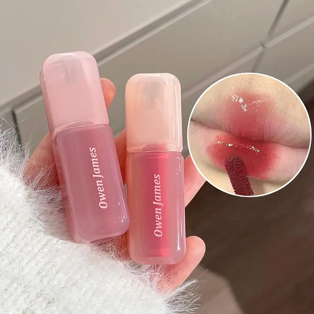 Jugo hidratante, brillo de labios rojo, espejo, esmalte de labios de agua, aceite de labios de vidrio de gelatina, lápiz labial resistente al agua, maquillaje de tinte transparente desnudo