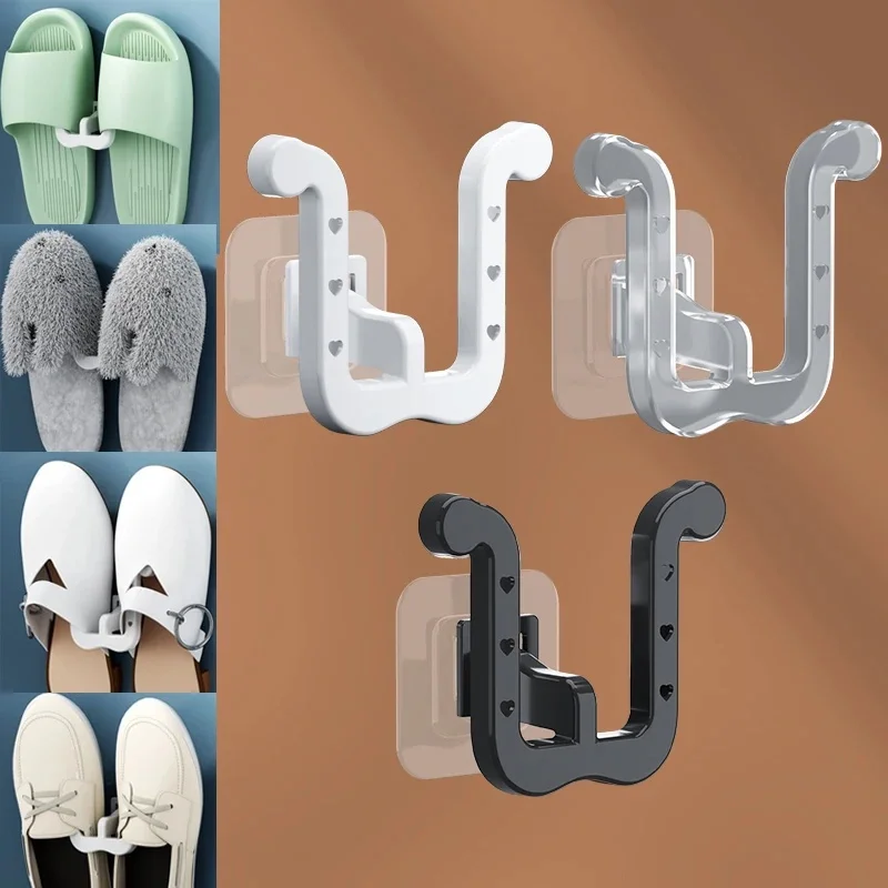 1-3pcs Slippers Rack No Punching Bathroom Simple Slipper Hook Toilet Drainage Rack Wall Mounted Bedroom Neat Shoe Drying Rack