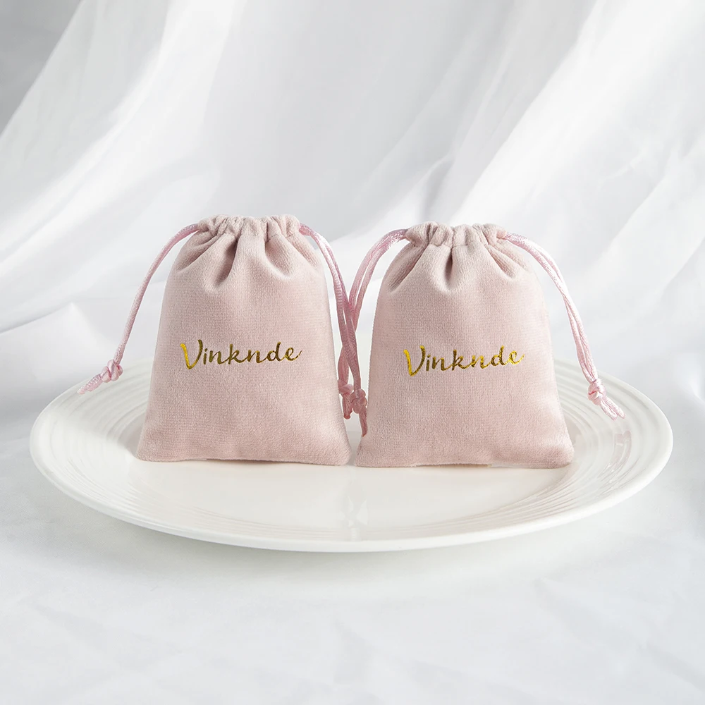 Custom Logo Pink Jewelry Display Bag Velvet Drawstring Pouch Party Wedding Candy Gift Package Sack 5x7cm 7x9cm 8x10cm 10x15cm