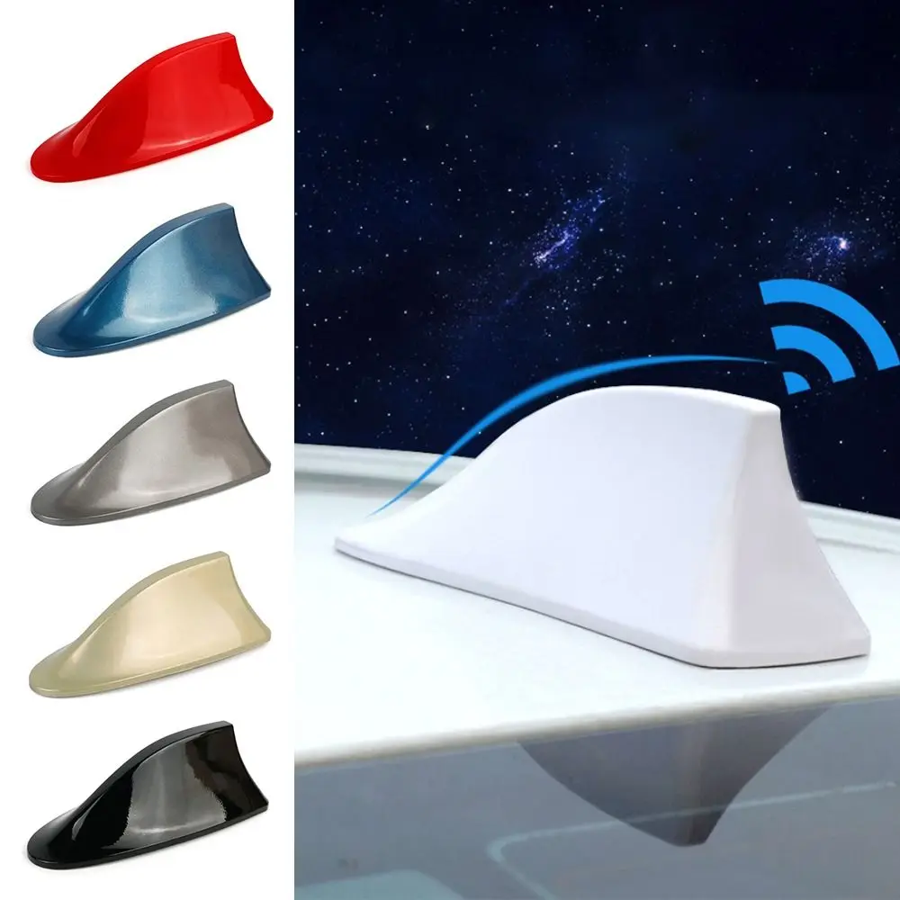 Creative FM/AM Car Shark Fin Antenna Punch-free Waterproof Radio Signal Antenna Auto Roof Shark Fin Aerial Car Accessories