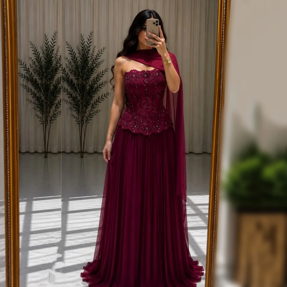 

Customized Luxury Sleeveless Evening Dress for Banquet Long Shawl Glitter A-line Long Dresses Prom Dresses Party Exquisite