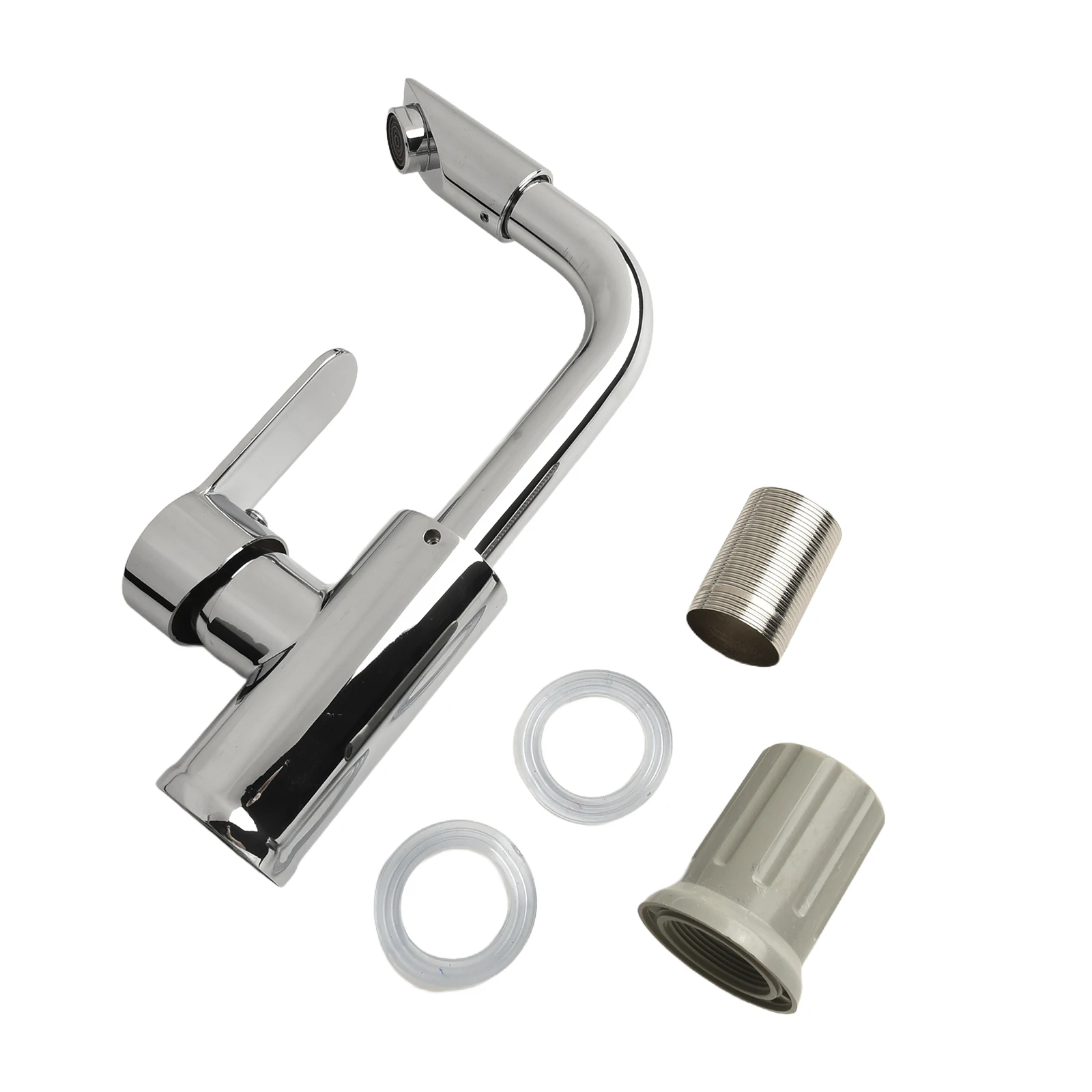 Sink Faucet Bathroom Faucet Hot And Cold Water Silver Bar Sink Dual-use Faucet Stainless Steel Two-in-one 360° Rotate