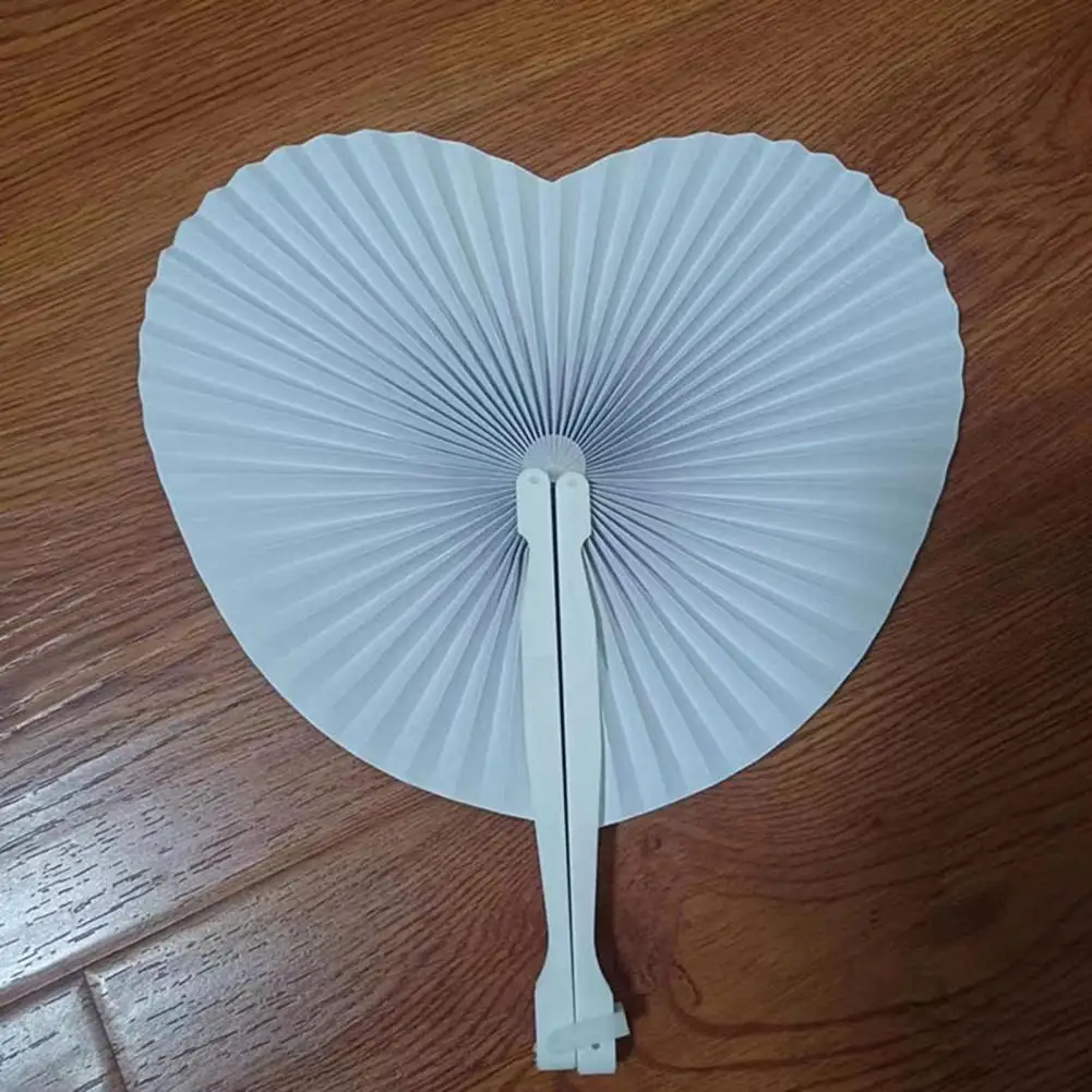 Diy Paper Fan Set of 5 Love Heart Folding Fans Diy White Paper Portable Hand Held Fans for Summer Dance Performances Photo Props