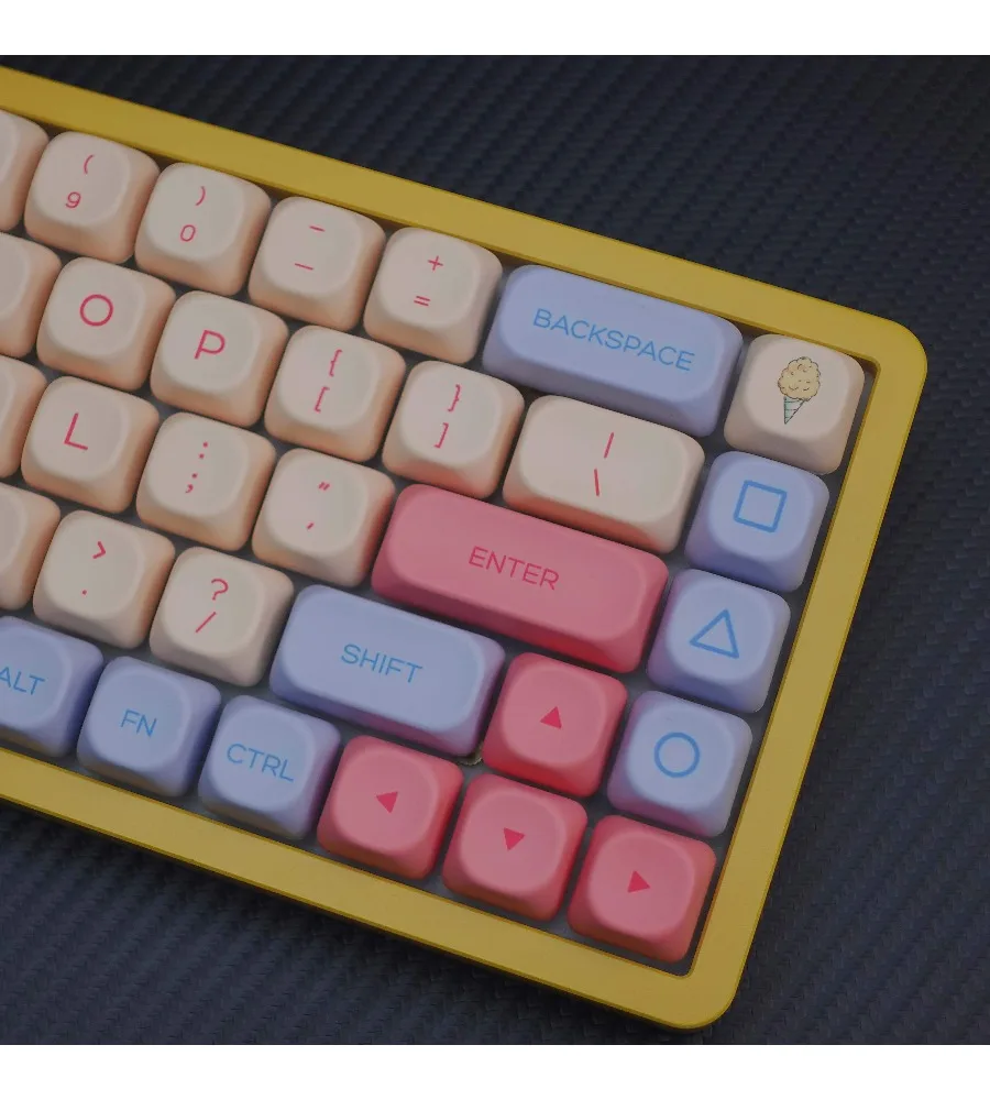 

KOA sublimation highly compatible with Marshmallow theme keycaps like Alice 61 67 87 and PBT single-sided