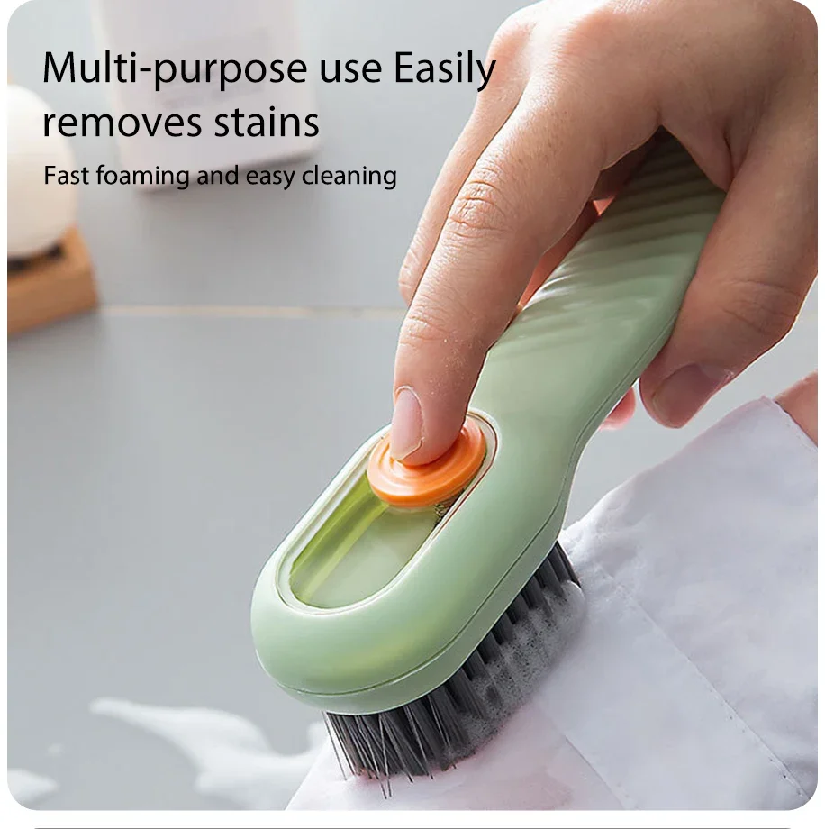 Multifunctional Liquid Shoe Brush Long Handle Soft Bristle Liquid Adding Cleaning Brush Household Clothes Shoe Cleanin
