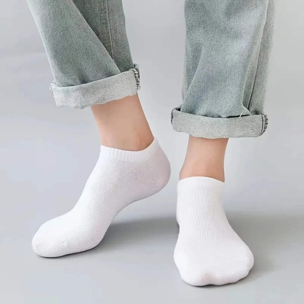 1/5/10 Pairs Comfortable Men\'s Women\'s Socks Casual Short Solid Color Spring Summer Boat Sock Fashionable Round Neck Ankle Socks