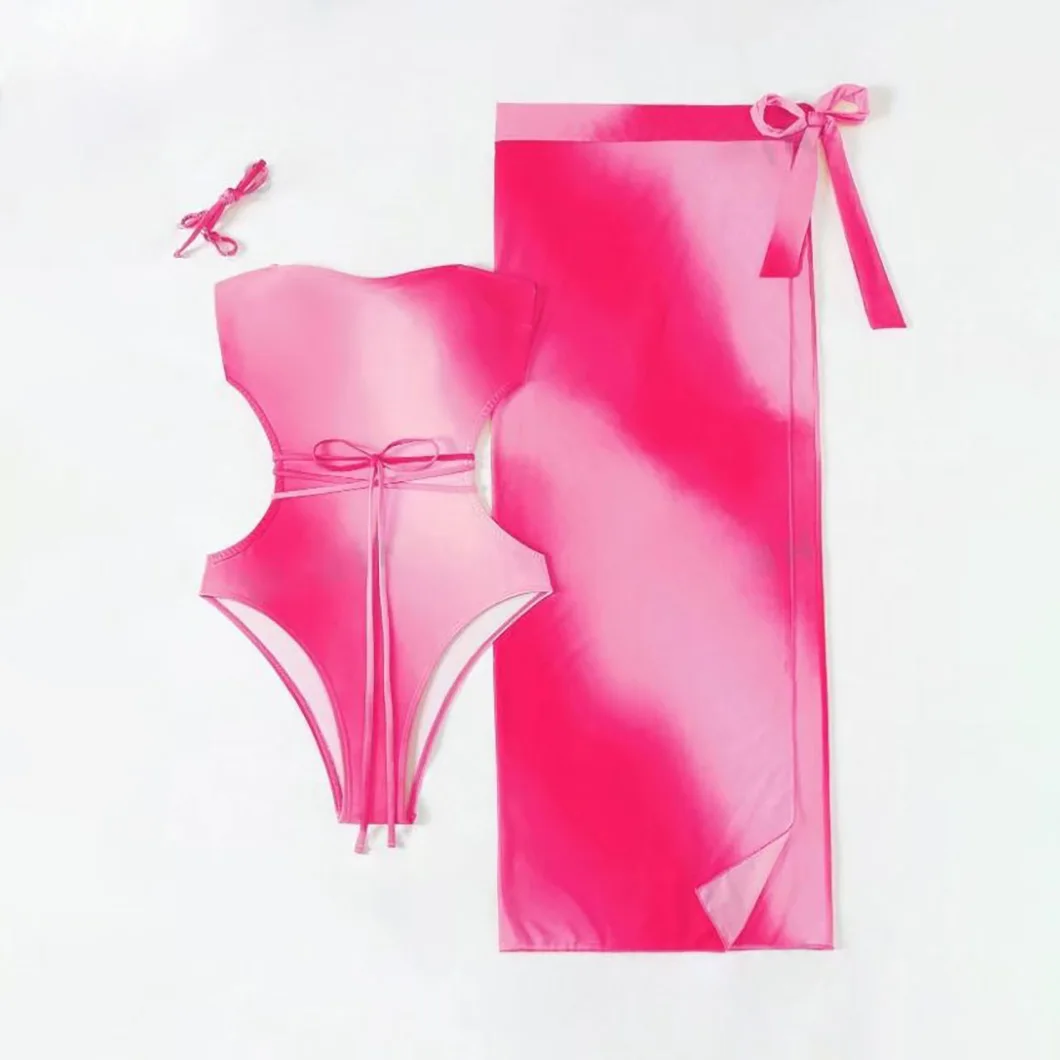 Beach vacation bikini swimsuits women's gradient strap swimsuits plunging two-piece swimsuits