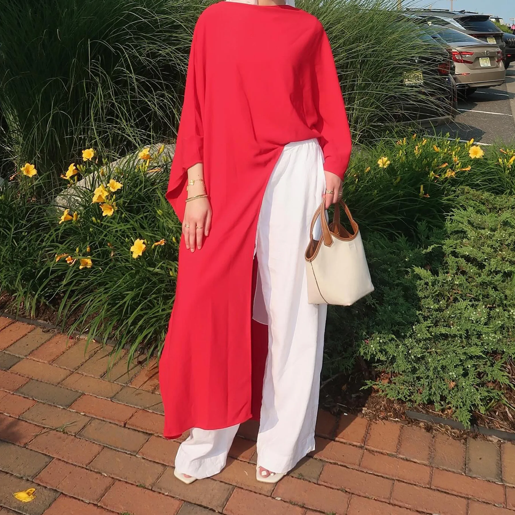 

Дубай, Ближний Восток, нерегулярный однотонный топ для женщин, повседневная свободная базовая блузка, пуловер, рубашка, модная исламская одежда