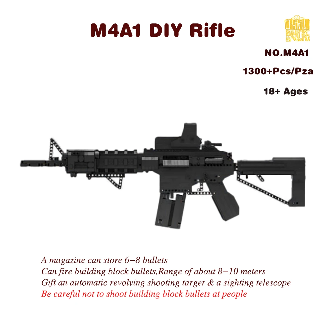 MOC M4A1DIY-Rifle Toy Gun Model With PDF Drawings Building Blocks Bricks Kids Birthday Christmas Gifts