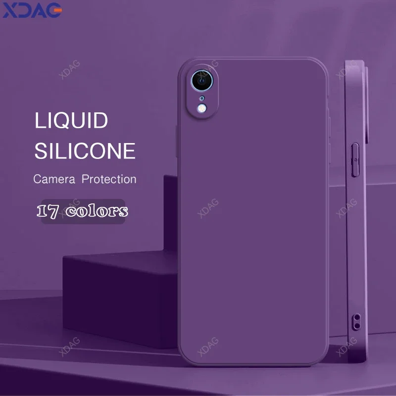 Internal Flocking Liquid Silicone Phone Case for Apple iPhone XR X XS Max Funda Soft Original Solid Color Back Cover Accessories