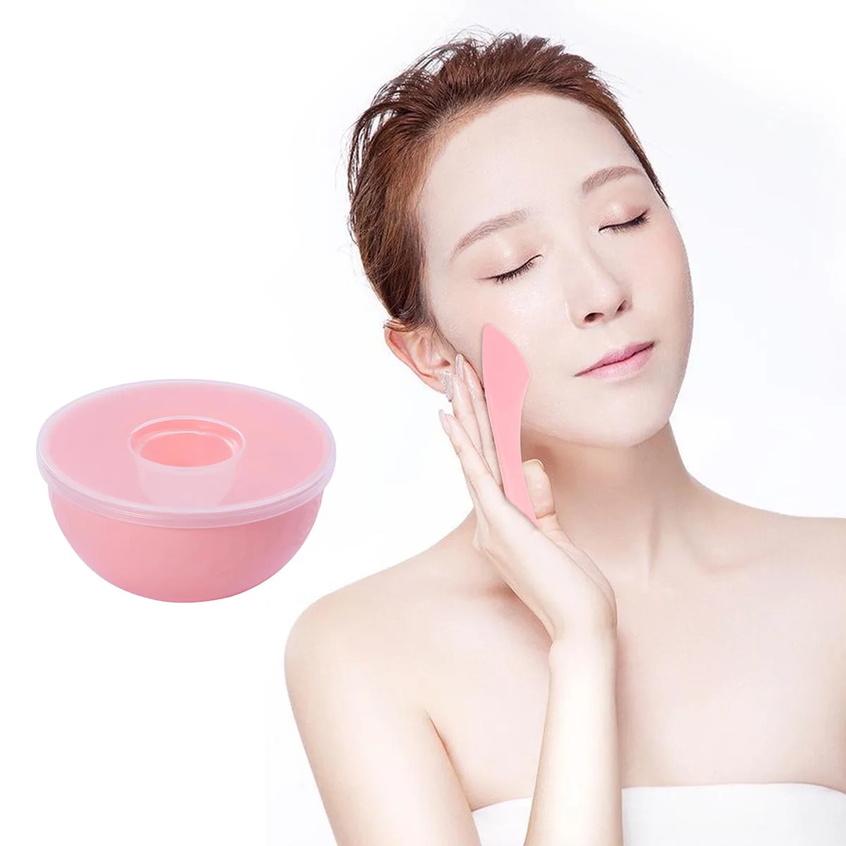 

3 in 1 Facial Mask Bowl Set with Mixing Bowl Cover for DIY Skincare Tools Plastic Makeup Accessories