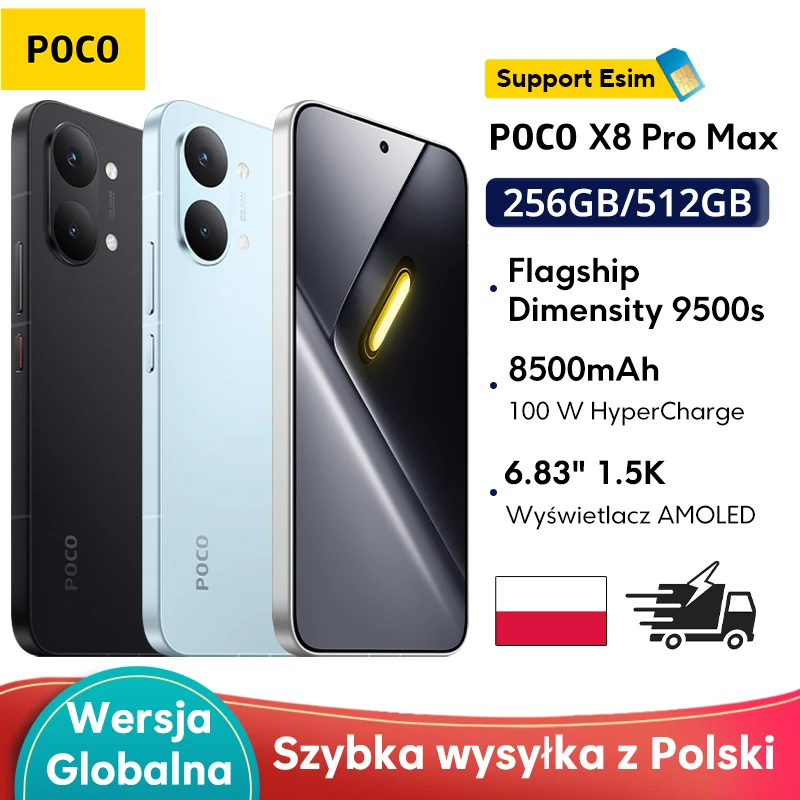Version Globale POCO X8 Pro Max Smartphone Dimensity 9500s mAh 50MP caméra photo avec HyperCharge NFC compatible