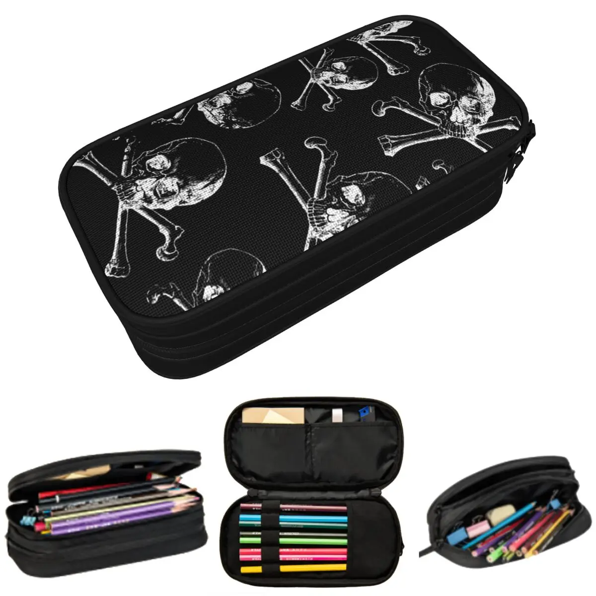 

Gothic Skull Bones Bones Crossbones Pencil Case for Boys Girls School Pen Box Pencil Bag Stationery Supplies Pen Holder Bag