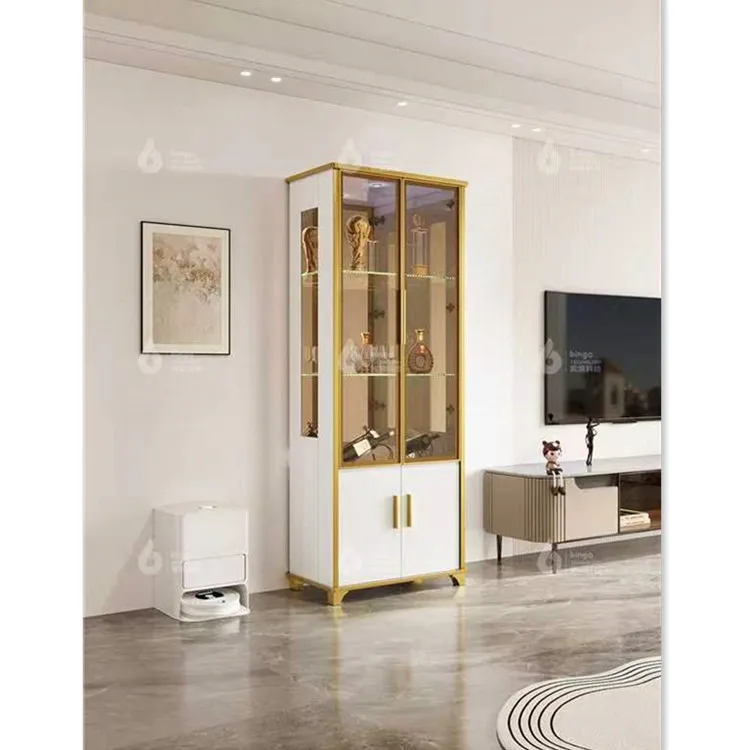 Living room beige wine cabinet selected modern simple multi-functional locker, entrance cabinet European style wind panel wood
