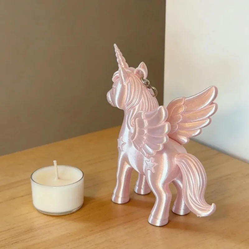 Koreanische Mode Rosa Einhorn Pegasus Schlüsselanhänger 3D-Gedruckt Niedlicher Taschenanhänger Herz-Verschluss Rucksack-Anhänger Damen Schlüsselring Geschenk für Mädchen – Detail 8