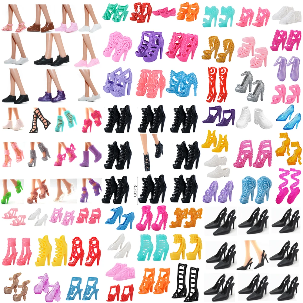 Mix Toy Shoes For Barbie Doll Accessories Handbag Caps Sandals Glasses Bags For 1/6 Doll Fashion Sunglasses Dressing Up Toys JJ