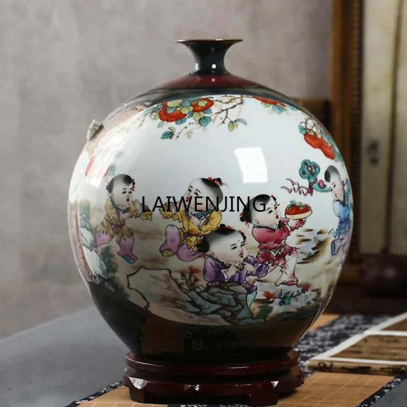 CY Jingdezhen ceramics living room Wuzi Dengke ornament antique home decoration vase