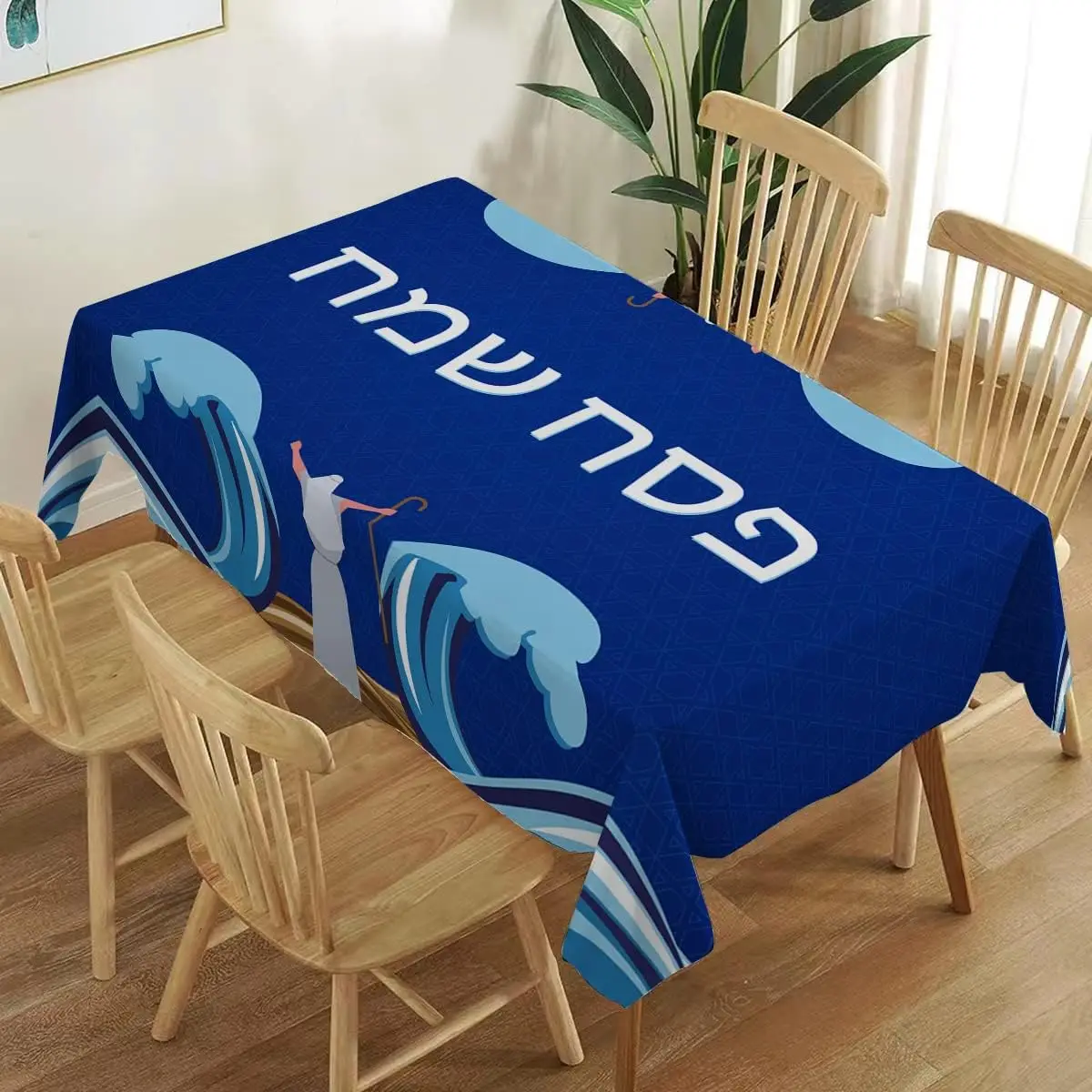 Passover Waterproof Tablecloth Moses The Red Sea Jews Pesach Party Decoration Reusable Kitchen Dining Tablecloth Table Decor