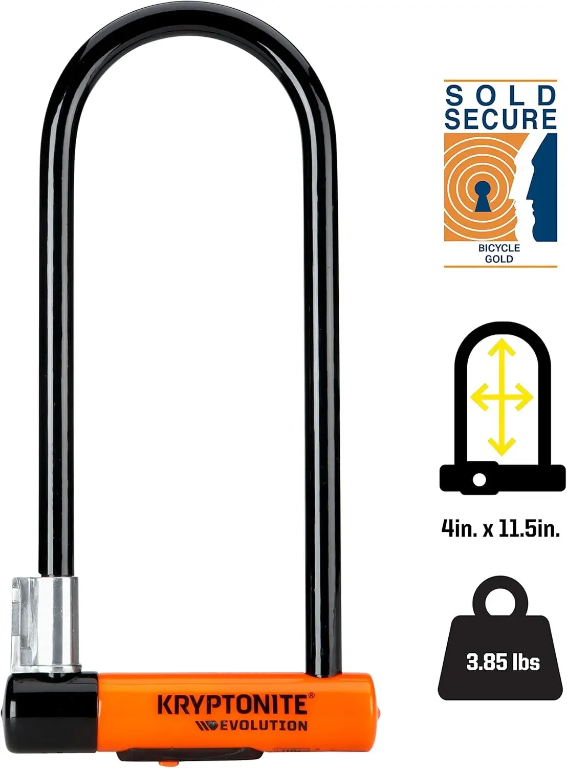 Evolution Long Shackle Bike U-Lock, Anti-Theft Security, 14mm Steel Shackle with Mounting Bracket and Keys, High Secu