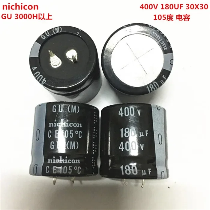

2 шт./10 шт. 180 мкФ 400v Nichicon GU 30x30 мм 400V180uF подключаемый блок питания конденсатор с алюминиевой крышкой