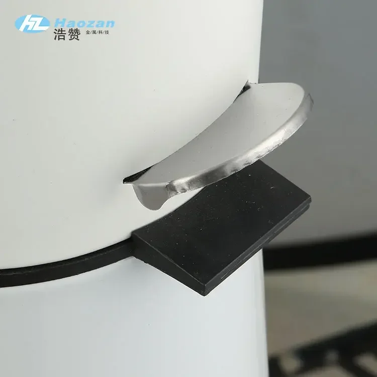 Cross-border stainless steel pedal trash can for home high-end white wooden cover European style kitchen living room bathroom