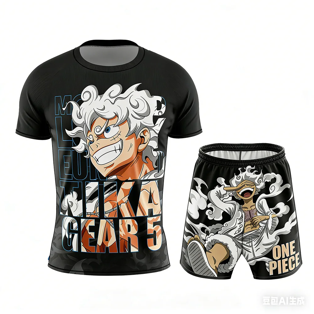 

Новинка лета: комплект из футболки и шорт ONE PIECE Luffy для мужчин и женщин, для фитнеса, тренировок, единоборств, спортивный комплект, оверсайз, дышащий, быстросохнущий.
