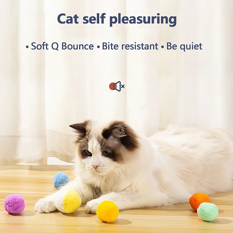 Cat Silent Toy Ball Bite resistant High Elastic Plush Ball Self-entertainment Quiet Not Noisy Kitten Toys Pet Cats Accessories