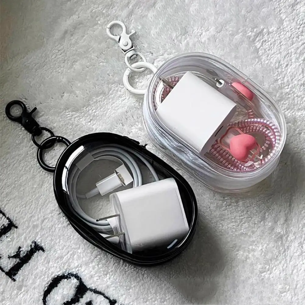 1/2Pcs Data Cable Charger Case Earphones Organizer Easy Access Data Cable Organizer Box Transparent Cable Management Box