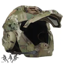 Taktyczny Airsoft szybki kask W-Ronin II wbudowany zestaw słuchawkowy przeciwmgielny wentylator maska z klapką wymienna soczewka Paintball strzelanie sportowe kask