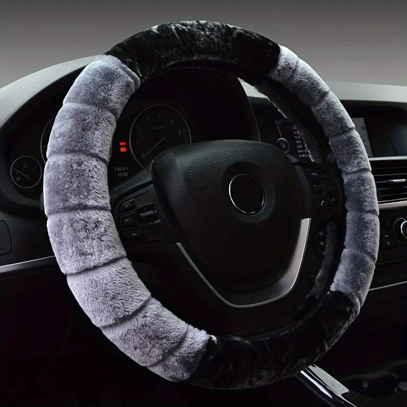 

Winter Super Soft Plush Car Steering Wheel Cover Universal,Warm Faux Fur Auto Handlebar on the Steering-Wheel 37/38cm