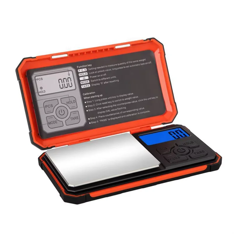 Gram100g / 0.01g مقياس الجيب الرقمي 100 جرام معايرة الوزن مقياس صغير متعدد الوظائف مع الفارغة وشاشة LCD