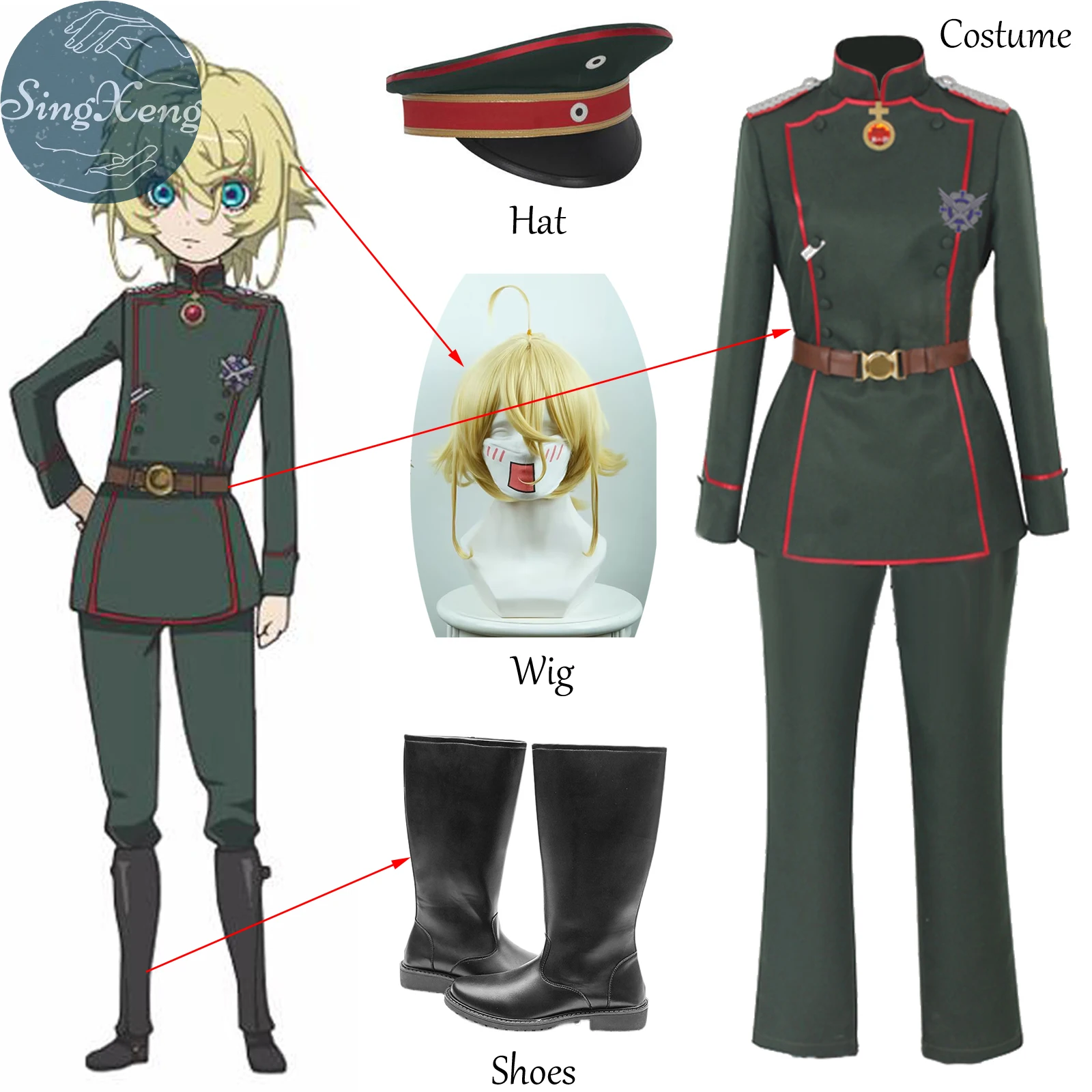 SingXeng Anime Saga Of Tanya The Evil Tanya Von Degurechaff Women Cosplay Costume Customize Halloween Clothing