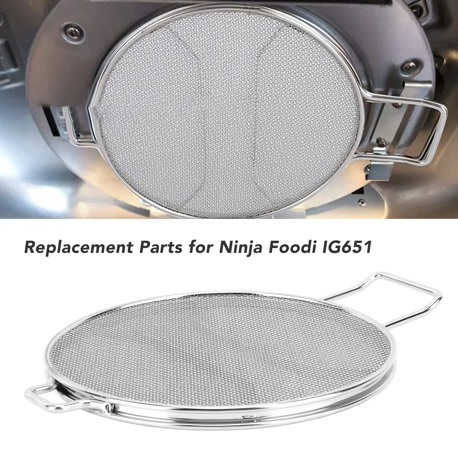 Detachable Stainless Steel Splatter  Splatter Screen Oil Proofing Lid Replacement for Foodi IG651 Fryer Accessories