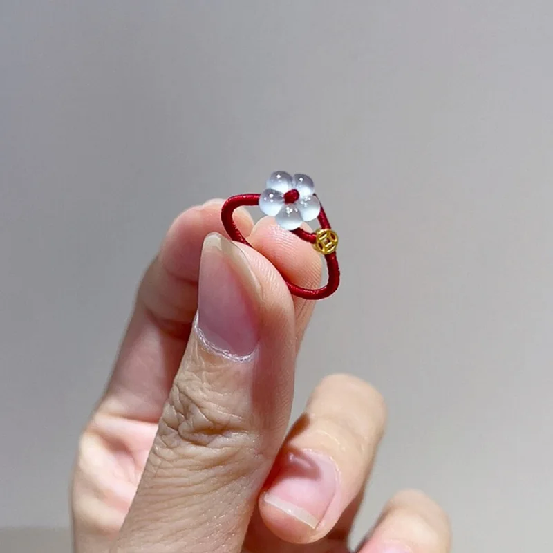 

New Arrival Minimalist Floral Red Rope Braided Hollow Ring Women's Pendant Jewelry for Party Wedding Gift