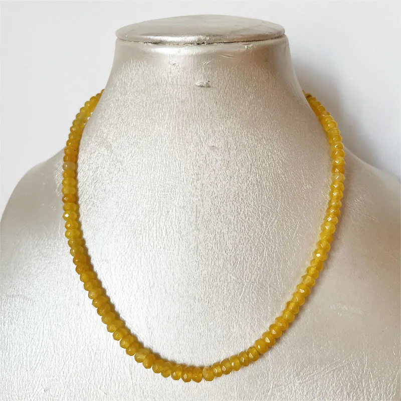 4*6MM Faceted Topaz Natural Stone Necklace Brazil Yellow Jade Bead Women Luxury Gemstone Preciosas Jade Yoga Jewelry Female