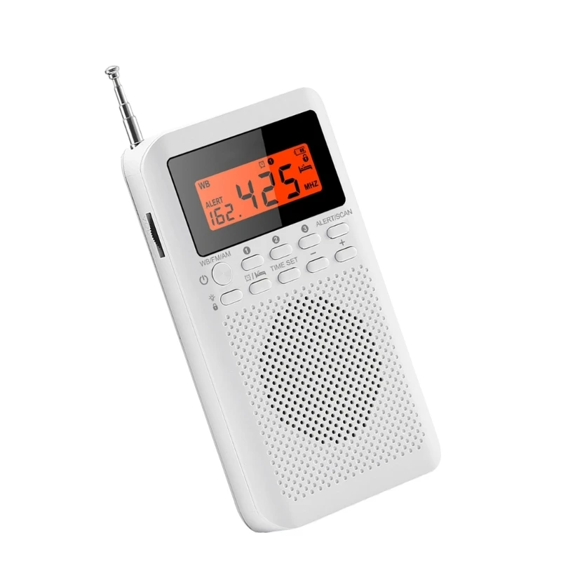 Portable Radio FM Multifunction Excellent Reception Battery Powered Small Receiver with Large LCD Screen for Outdoors