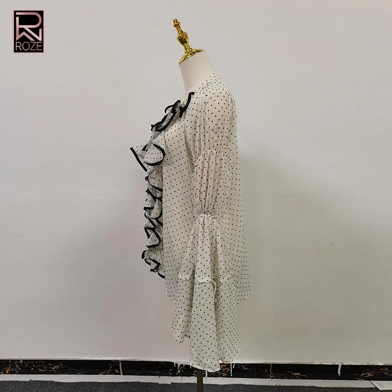 تقسم الكشكشة Casua بلوزة فضفاضة للنساء جولة الرقبة طويلة الأكمام تصميم فضفاض تحسس شيك قميص الإناث الاسلوب المناسب جديد #2