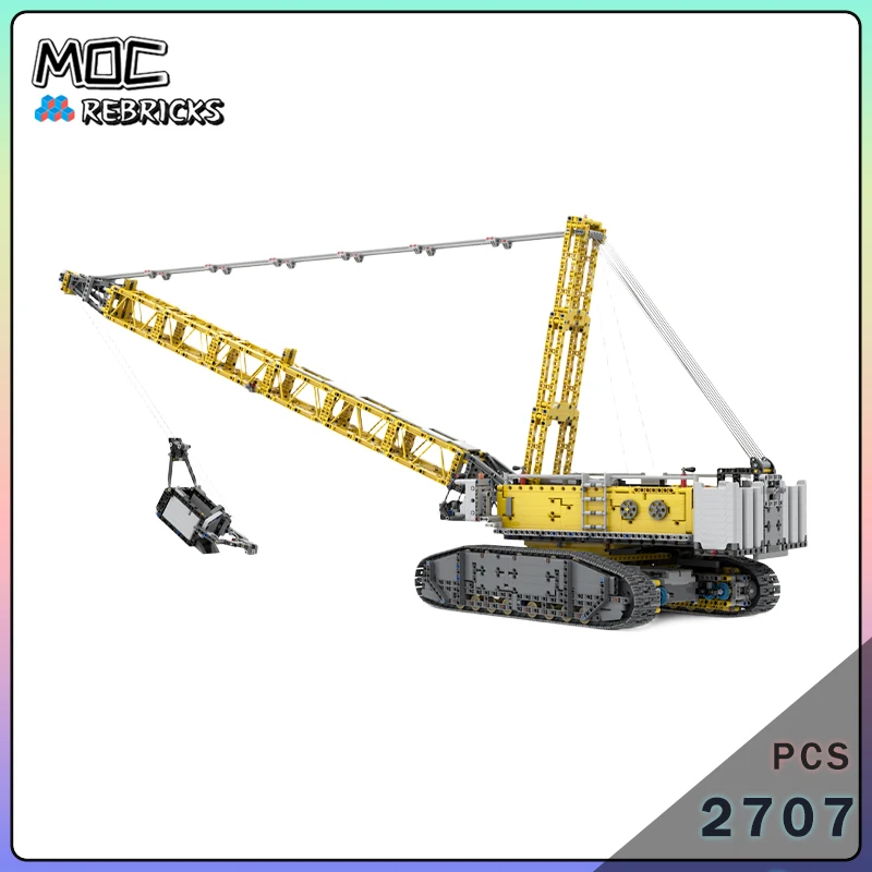 MOC RC Heavy Dragline Crane Model Remote Control Engineering Crawler Excavator DIY Building Blocks Bricks Toy Gift For Adults