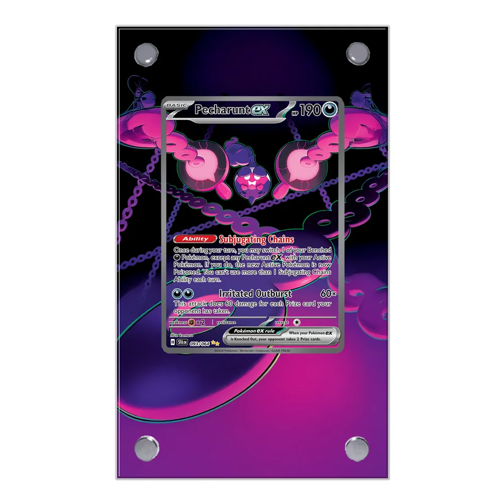 Pokemon Fezandipiti Pecharunt Estendido Arte Display Caso Coleção Cartão Estendido Pintura Psa Anime Display Rack Excluindo