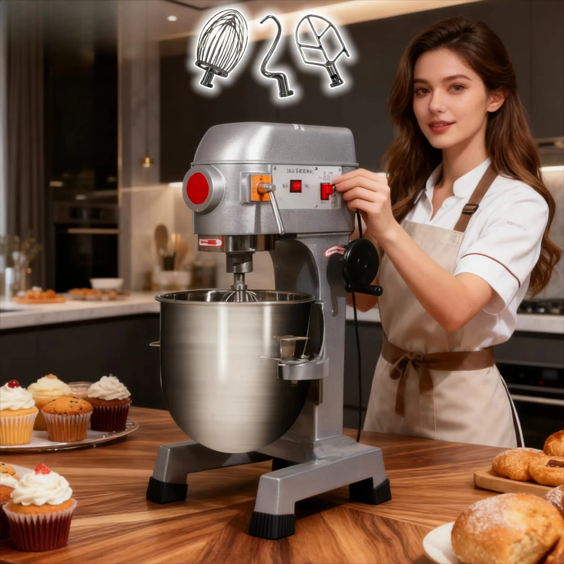 Batedeira Profissional Planetaria Para Bolo De Industrial Cookie 25kg Bancada Smart Eletrica 10l 10 12 20 Litros B-60 Food Mixer - view 3