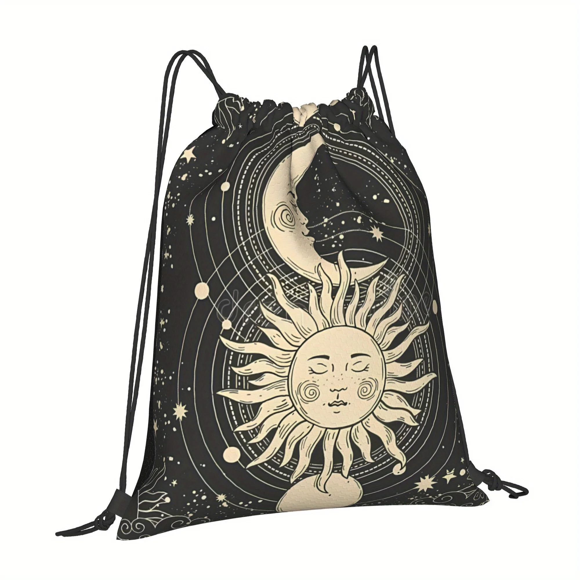 Vintage Style Drawstring Storage Bag, Lightweight & Washable, Casual Daily Drawstring Backpack