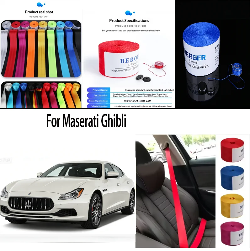 

For Maserati Ghibli Car Seat Belt Seatbelt Webbing Lap Retractable Safety Strap 48MM