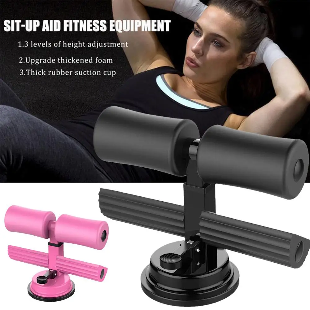 Sit Up Bar Floor Portable Sit Up Exercise Equipment with Strong Cups Holder Adjustable and Fitness Indoor Tools Foot Suctio