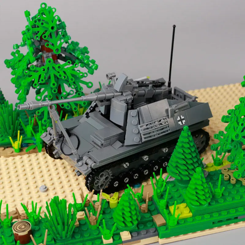 WW2 Military Series Main Battle Tank Building Blocks Germany Nashorn Sd.Kfz.164 MOC Bricks Model Boy Kids Toy Gift